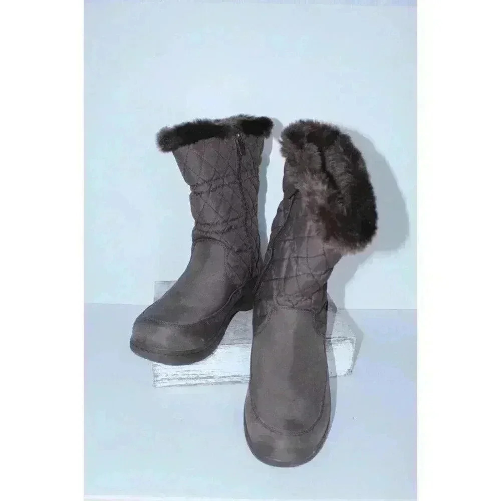 L.L. Bean Womens Winter PRIMALOTT TEC 2 Boots, Brown Faux Fur Mid‎ Calf Sz. 9.5W